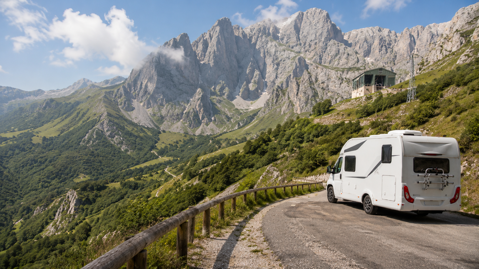 Autocaravana en una carretera de Picos de Europa