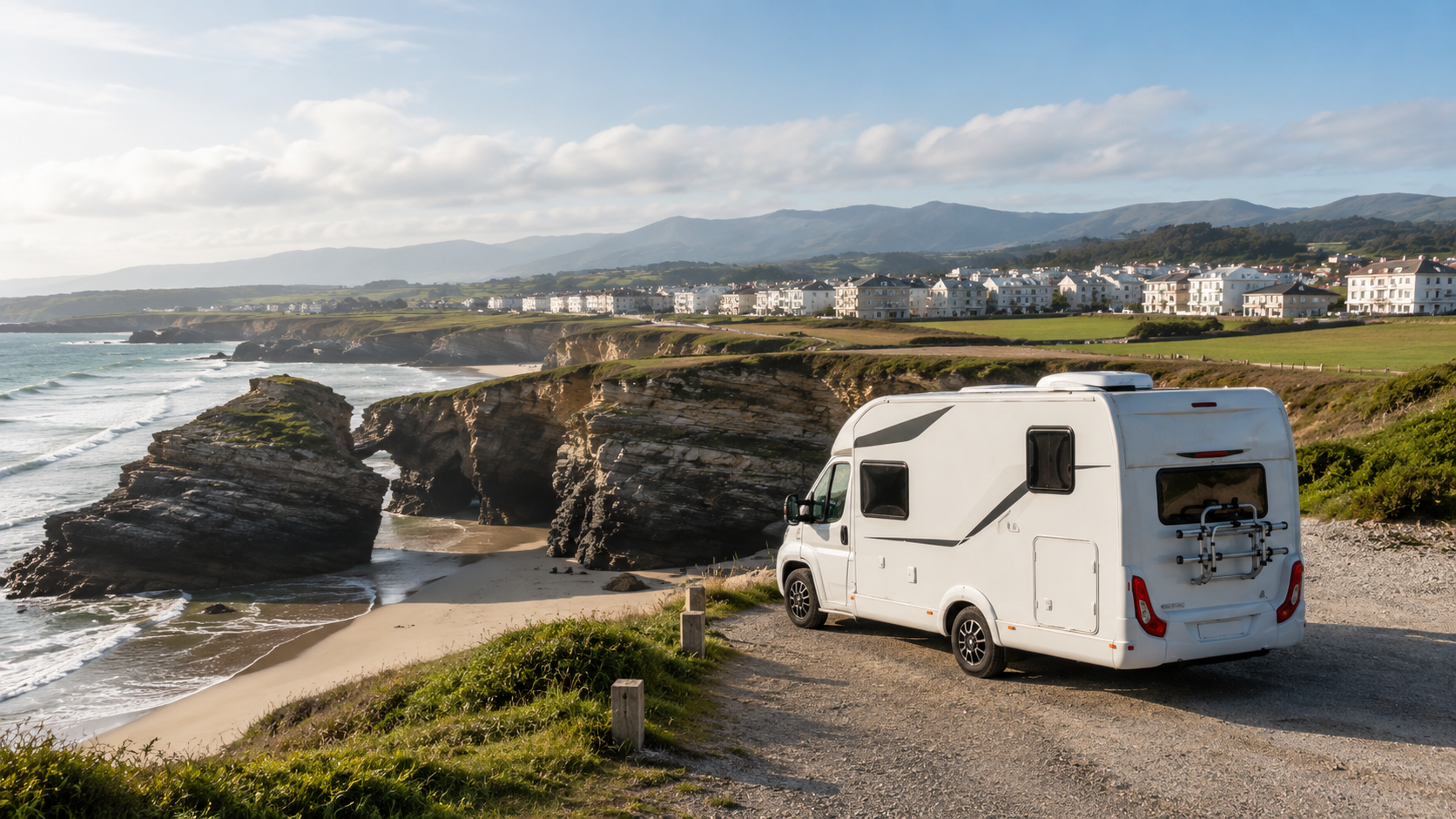 Autocaravana recorriendo la costa de A Mariña Lucense